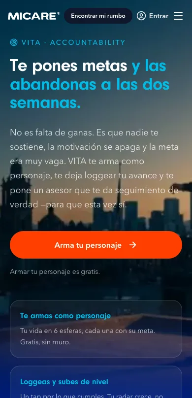 Captura de la página de VITA en micare.mx tal como estaba en línea el 2 de septiembre de 2026.